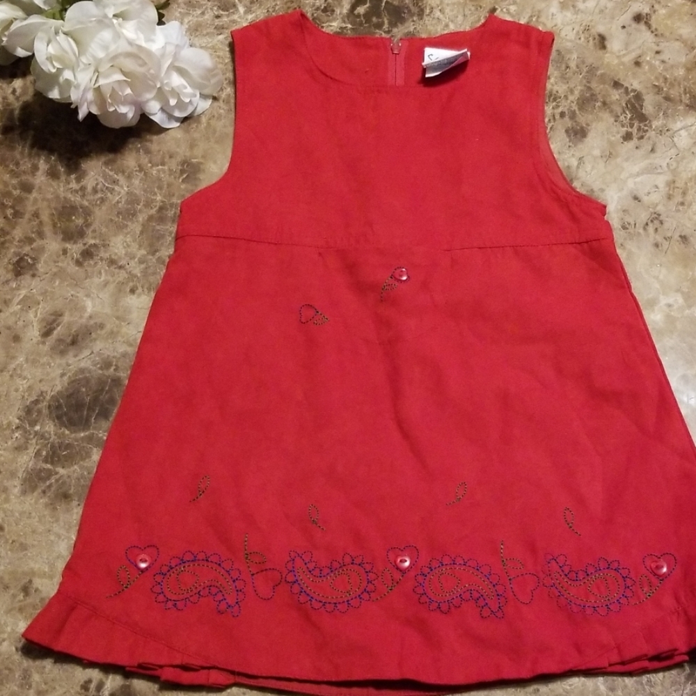 Size 2T Red Dress with design